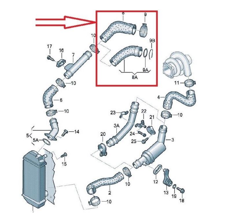 furtun intercooler, VOLKSWAGEN LUPO, 01.1999-07.2005; POLO, 10.1999-2005 motor 1,4 TDI, Cauciuc, 45/45 mm,