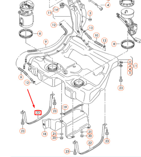 Brida fixare rezervor combustibil VOLKSWAGEN GOLF IV (1J) (HB + KOMBI), 08.1997-09.2006; modele 4Motion; 4x4; Audi A3 (8L), 1996-2003 4Motion; 4x4, 4WD, 2 bucati