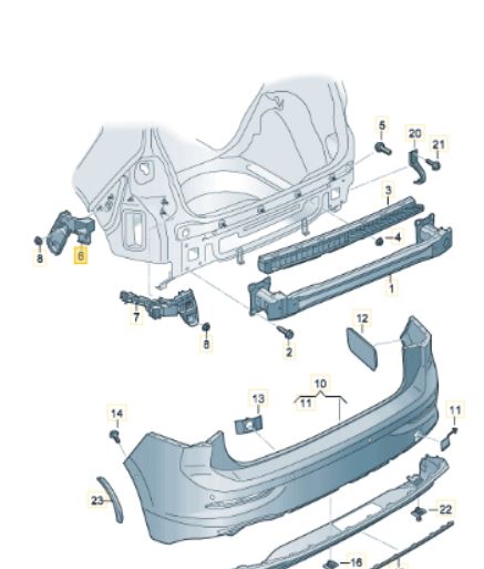 Suport bara spate VOLKSWAGEN GOLF VIII, 11.2019-, partea stanga, mic, modele Hatchback