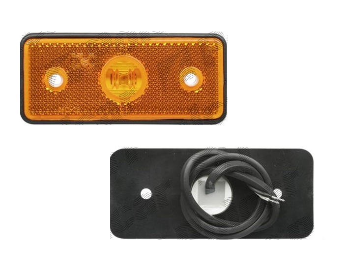 Lampa gabarit MERCEDES SPRINTER, 1995-2007; VW LT II, 1996-2005, partea stanga=dreapta, EU, cu cablu; dreptunghiular; montare surub cu spatiu 72mm, Latime: 113 mm, Inaltime: 45 mm, Adancime: 11 mm, 12/24V; LED; portocaliu