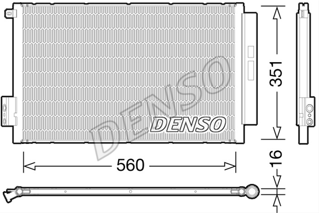 Condensator climatizare AC Denso, FIAT 500L, 09.2012-; TIPO, 10.2015- motor 1,4 benzina, aluminiu/ aluminiu brazat, 610(560)x365(350)x16 mm, cu uscator si filtru integrat