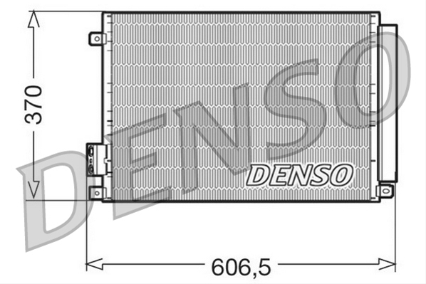 Condensator climatizare AC Denso, CHRYSLER YPSILON, 2011-, Fiat 500, 2007-; PANDA, 2007-; KA, 2008-2016; Lancia YPSILON, 2011- motor 0.9 Twinair; 1.2; 1.3 MultiJet/TDCI; 1.4/ 1.4 Multiair, alum./ alum. brazat, 540(515)x367x12 mm