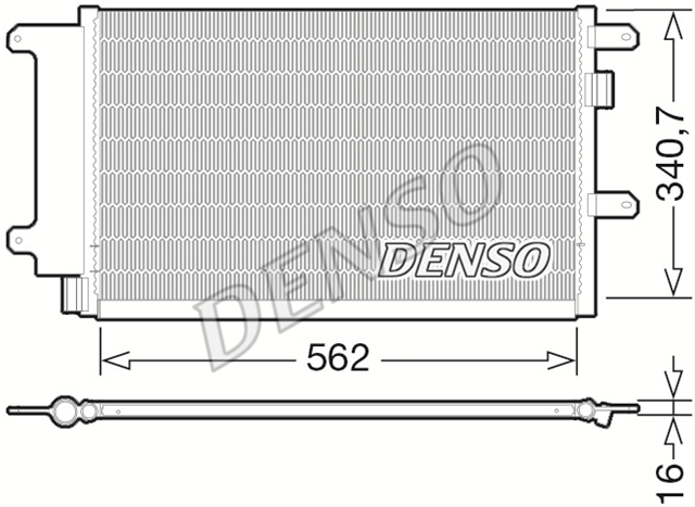 Condensator climatizare AC Denso, IVECO DAILY, 05.2006-08.2011 motor 2,3 TD; 3,0 TD, aluminiu/ aluminiu brazat, 605 (565)x340x16 mm, cu uscator si filtru integrat