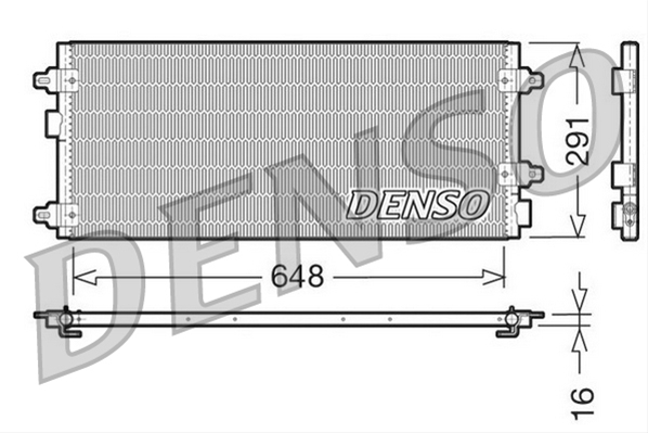 Condensator climatizare AC Denso, LANCIA THESIS, 07.2002-07.2009 motor 2.0 T; 2.4 benzina; 2.4 JTD diesel, aluminiu/ aluminiu brazat, 685(650)x290x16 mm, fara filtru uscator