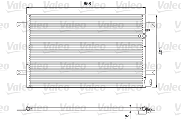 Condensator climatizare AC OEM/OES (Valeo), AUDI A6/A6 Allroad, 05.2004-08.2011 motor 2.0 TFSI; 3.2 V6; 2.4 V6; 2.8 V6; 4.2 V6 benzina; 2.0 TDI; 2.7 TDI; 3.0 TDI, aluminiu/ aluminiu brazat, 655(615)x400(385)x16 mm, fara filtru uscator