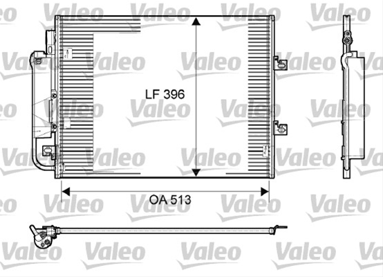 Condensator climatizare AC OEM/OES (Valeo), RENAULT TWINGO, 2007-2014; motor 1.2/1.2 TCE; 1.6 benzina; 1,5 dci, aluminiu/ aluminiu brazat, 545 (520)x400x12 mm, cu uscator filtrat