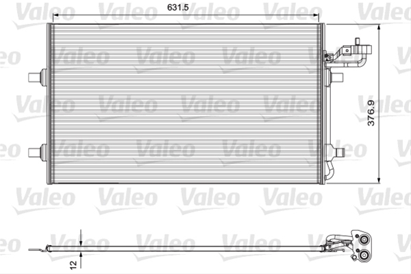 Condensator climatizare AC OEM/OES (Valeo), VOLVO C30, 11.2007-12.2012; C70, 01.2008-03.2011; S40/V50, 12.2003-05.2012 motor 1,6/1,8; 2,0 benzina; 1,6/2,0 diesel, aluminiu/ aluminiu brazat, 660(630)x380x12 mm, fara filtru uscator 61473