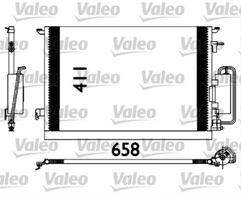 Condensator climatizare AC OEM/OES (Valeo), OPEL VECTRA C, 2002-08.2008; SIGNUM, 05.2003-08.2008, Saab 9-3, 2004-2009; Fiat CROMA, 2005- motor 1,6/1,8/2,0 T, 2,2/3,2 V6 benzina, aluminiu/ aluminiu brazat, 660 (620)x415x16 mm, cu uscator filtrat