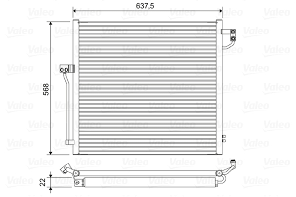 Condensator climatizare AC OEM/OES (Valeo), MERCEDES GL/GLS (X166), 07.2012-10.2015; Clasa M/GLE (W166), 06.2011-10.2018 motor 2,1; 3,0 diesel; 3,0/3,5/4,7/5,5 benzina, alum./ alum. brazat, 640(580)x560x22 mm,