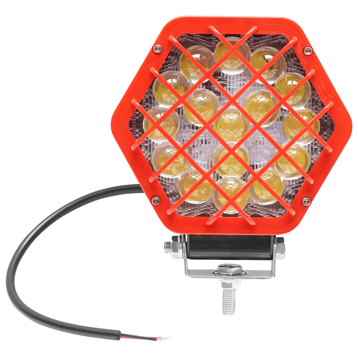 Lampa hexagonala grilaj plastic rosu 16 LED-uri DC 10-60V 48W unghi 30