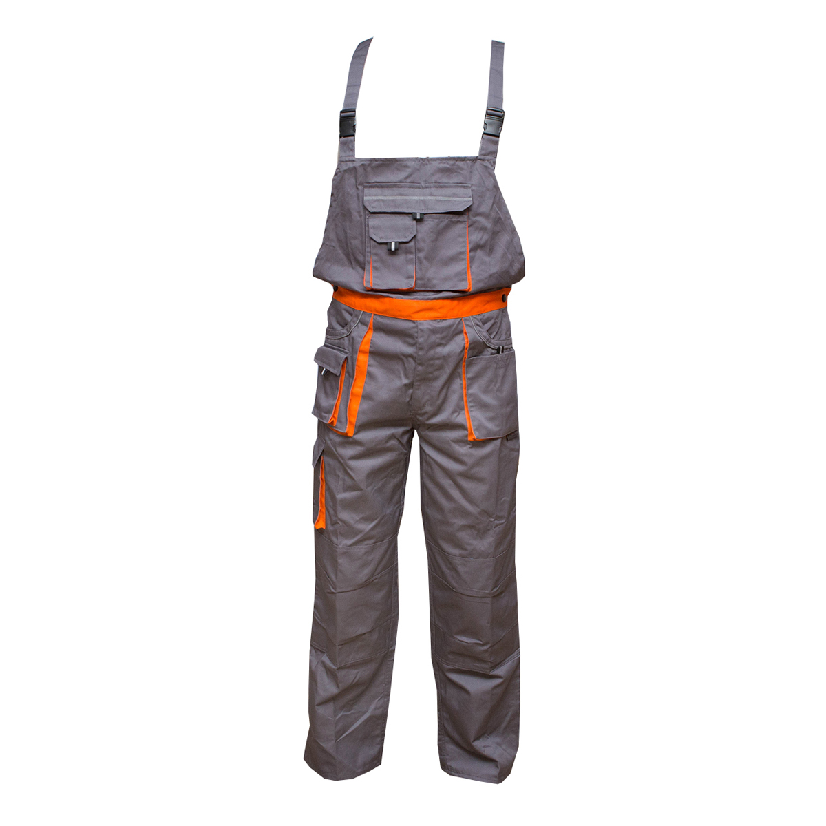 Salopeta cu pieptar de lucru, gri/portocaliu marimea 60, poliester cu bumbac 235g/m2 Breckner Germany