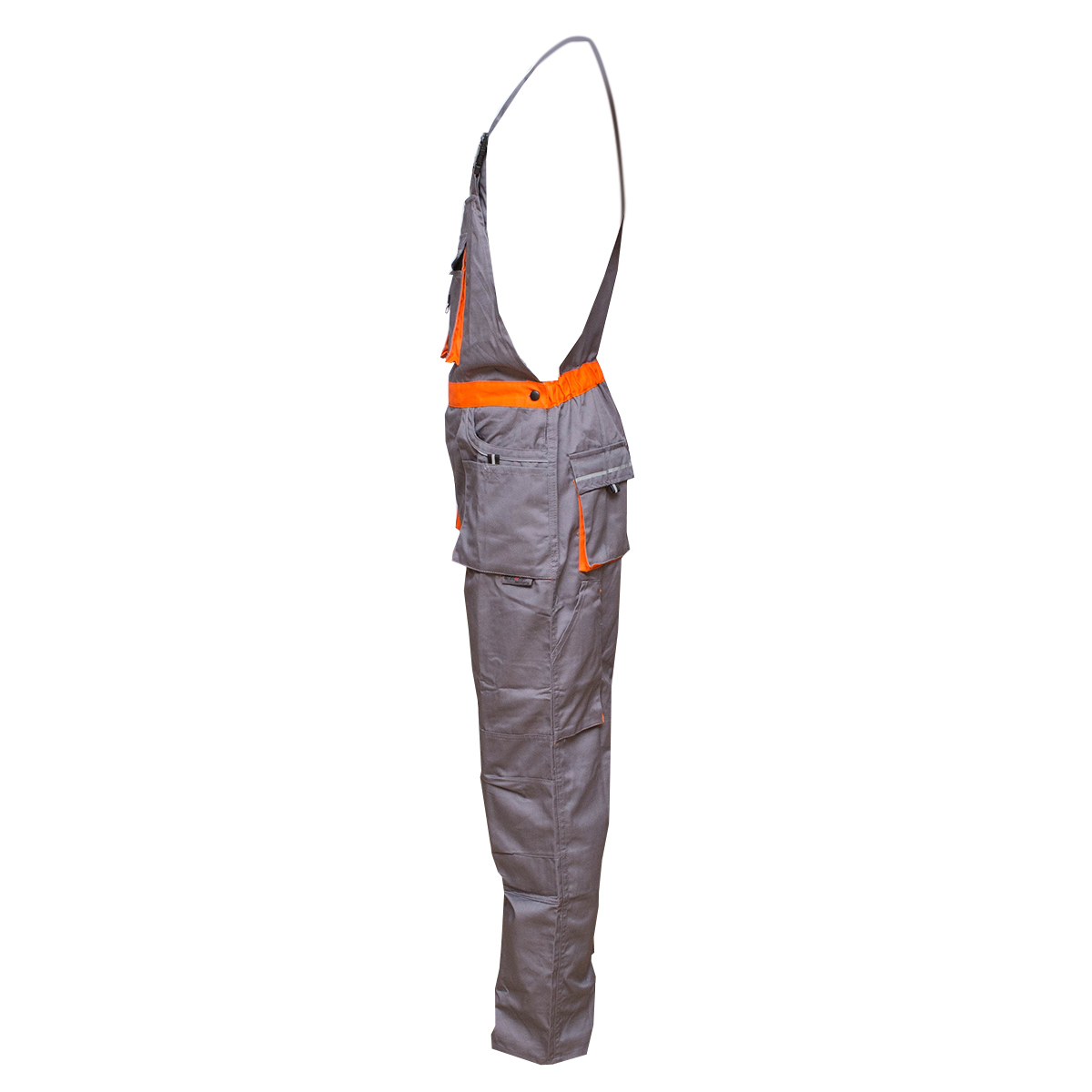 Salopeta cu pieptar de lucru, gri/portocaliu marimea 60, poliester cu bumbac 235g/m2 Breckner Germany