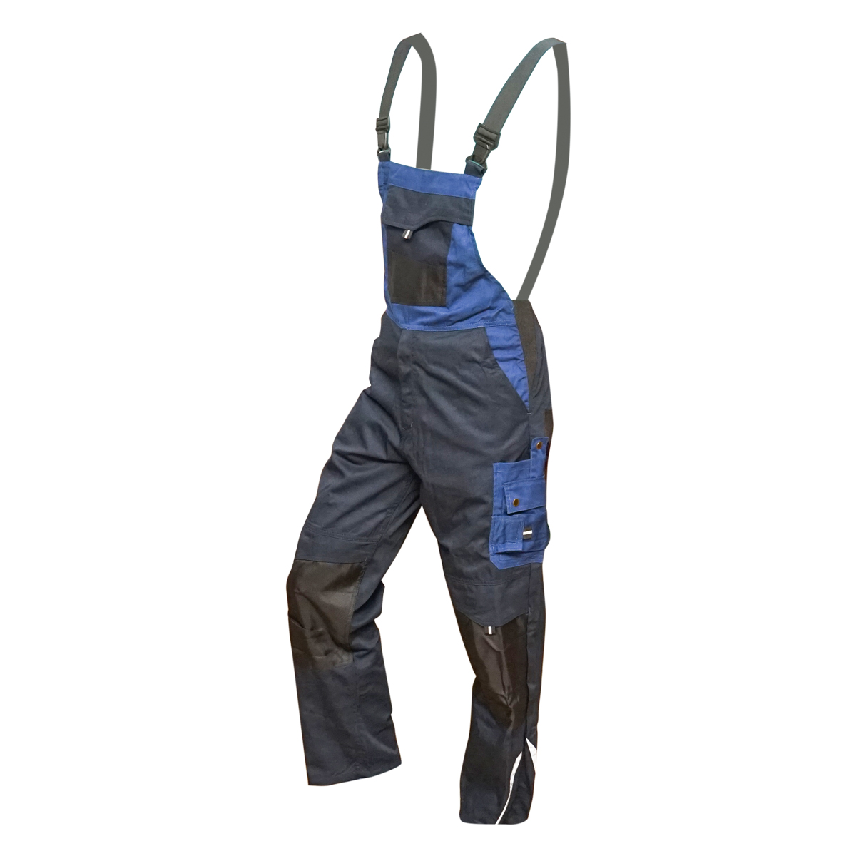 Pantaloni de lucru cu pieptar, salopeta din poliester cu bumbac, albastru navy, M Breckner Germany