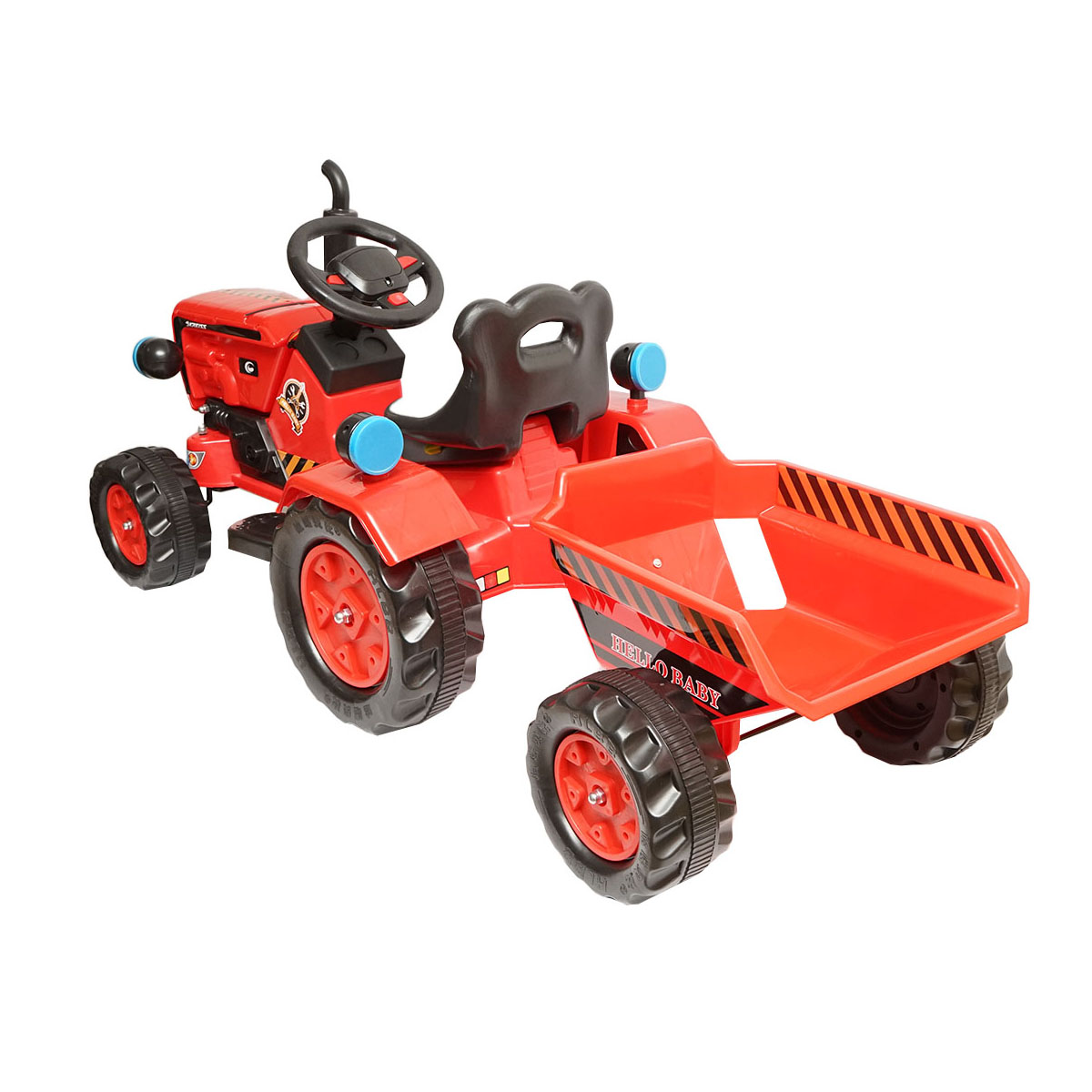 Tractor cu remorca, masinuta electrica cu baterii pentru copii 3-6 ani Hello Baby