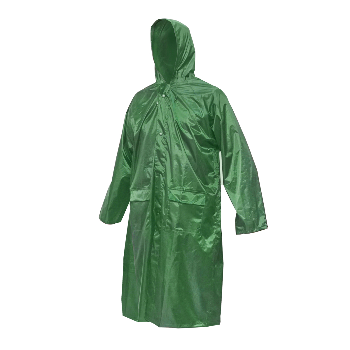 Pelerina cu gluga impermeabila din poliester cu membrana PVC fante de aerisire, 2 buzunare si fermoar verde L Breckner Germany\t