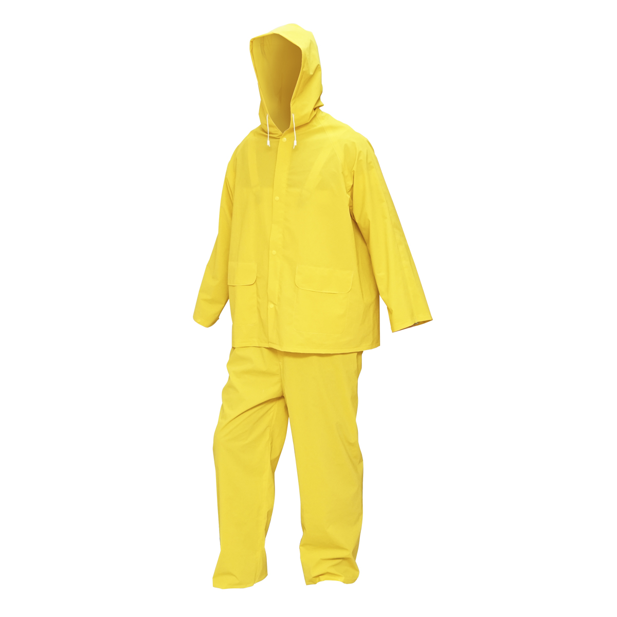 Costum impermeabil cu gluga si salopeta din poliester si PVC, galben, M Breckner Germany