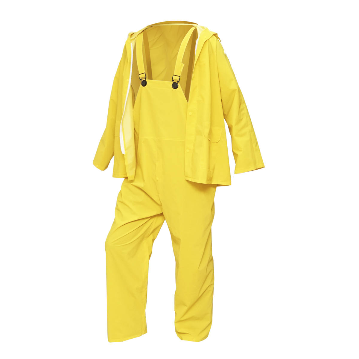 Costum impermeabil cu gluga si salopeta din poliester si PVC, galben, XL Breckner Germany