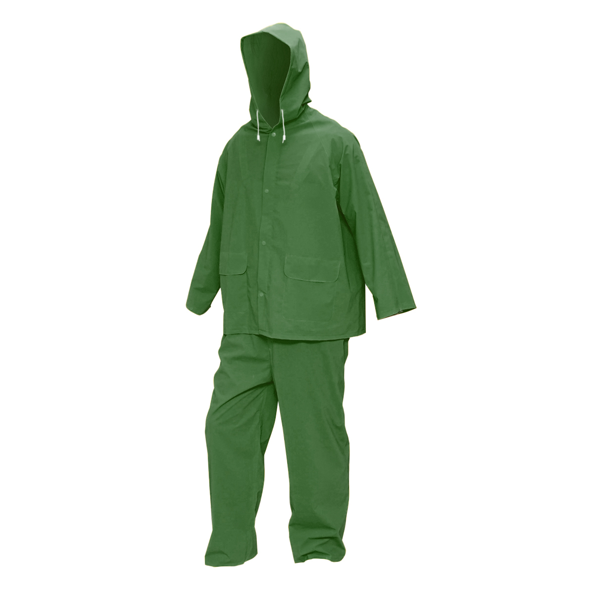Costum impermeabil cu gluga si salopeta din poliester si PVC, verde, L Breckner Germany