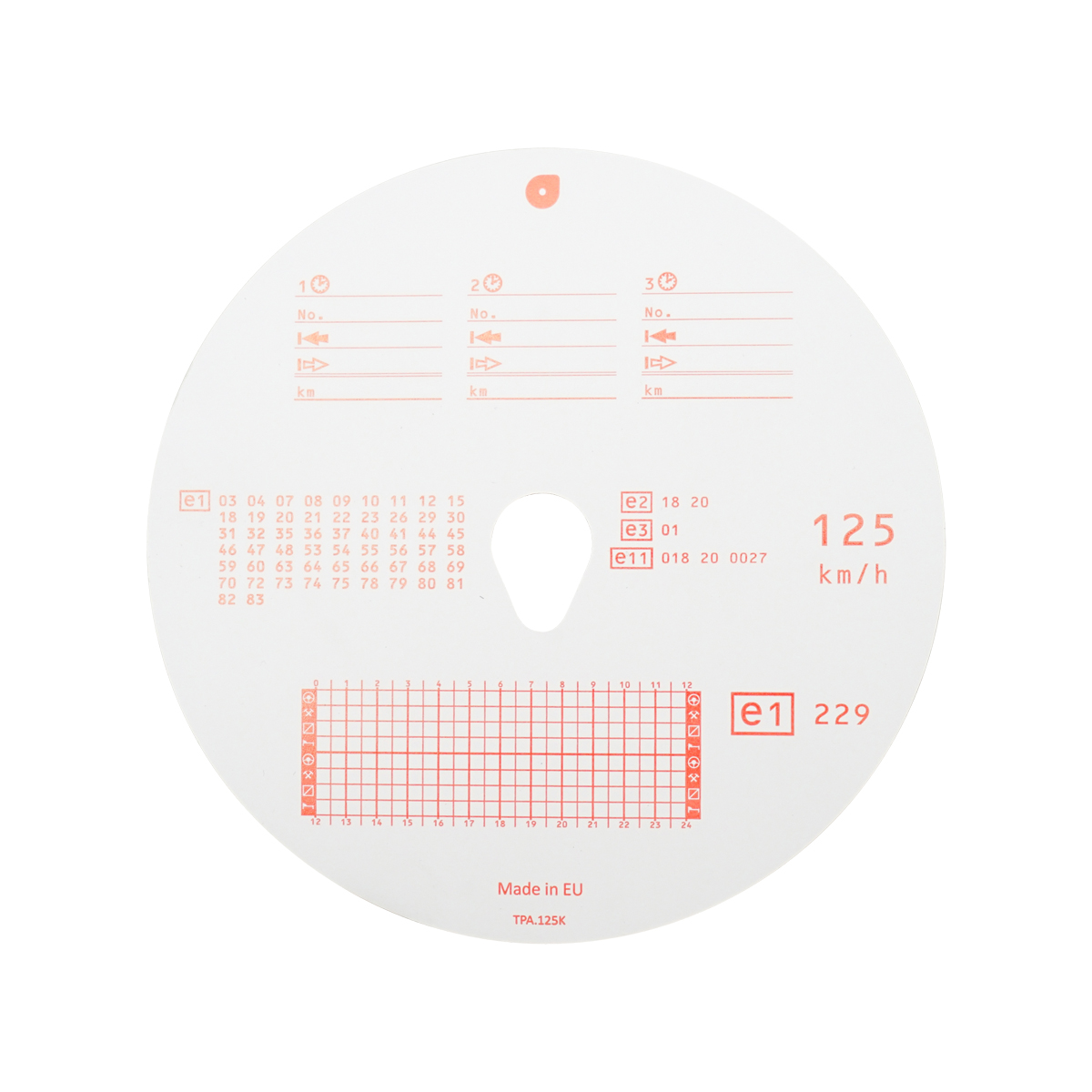 Diagrama tahograf analogic 125 km set 100/buc