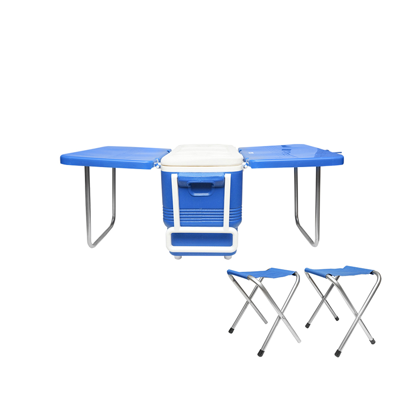 Lada frigorifica pentru picnic 45L albastra cu masa si 2 scaune 610x405x445mm Breckner Germany