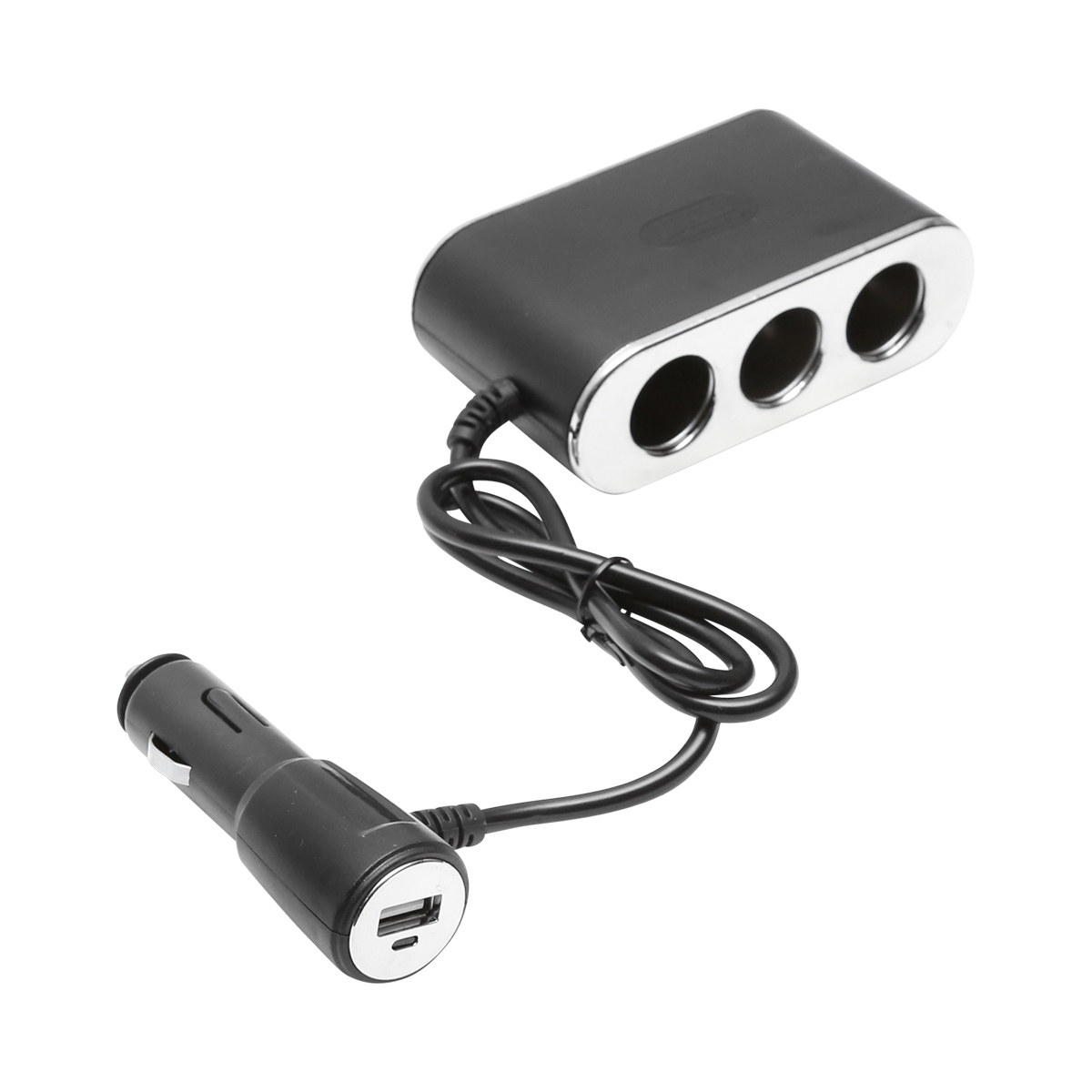 Adaptor bricheta auto tripla 12/24V negru cu intrerupator individual si 1 port USB 5V 2.1a