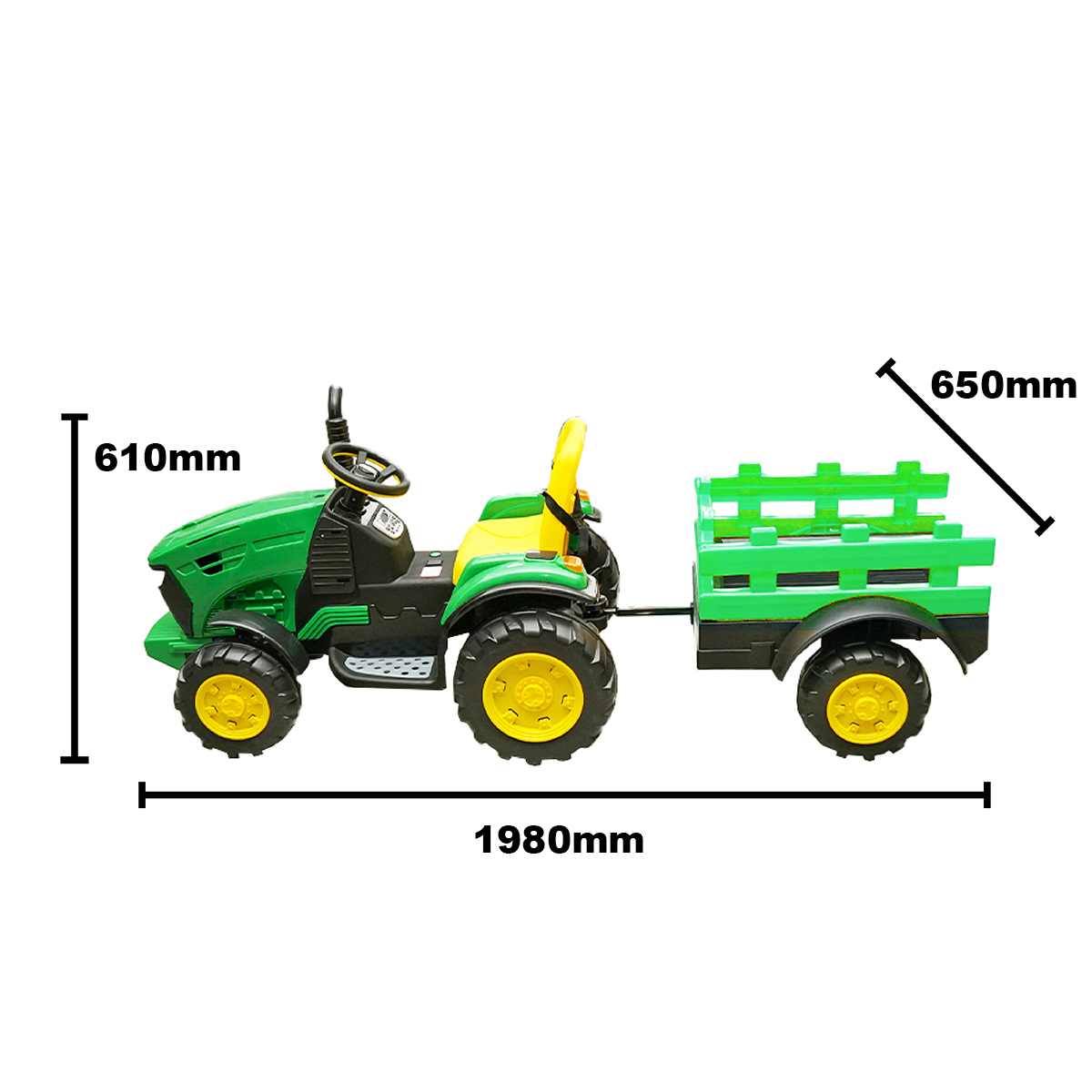 Tractor electric cu remorca pentru copii jucarie 1980x650x610