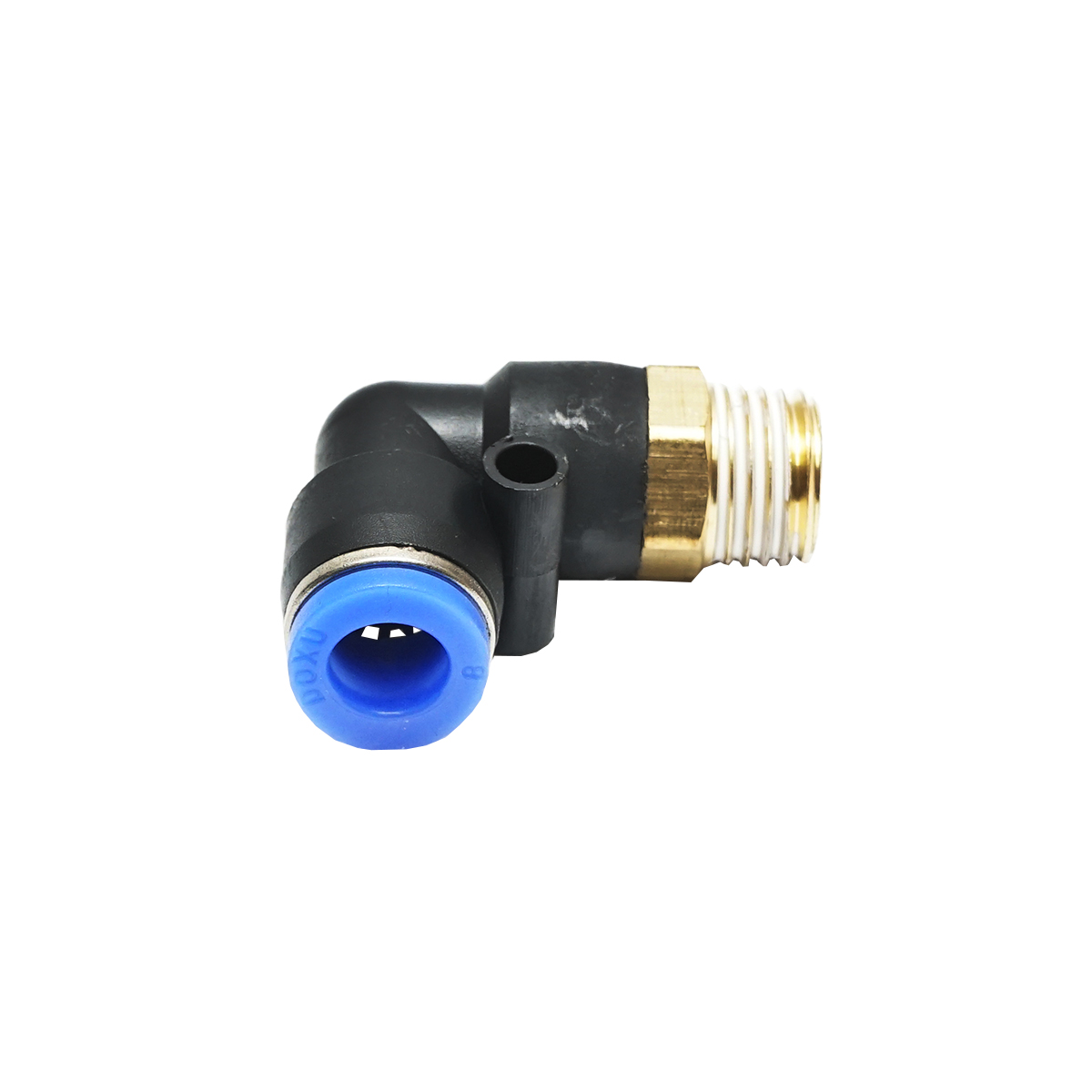Mufa reductie rapida cotita din plastic pentru furtun fi 8mm si filet metalic 1/4