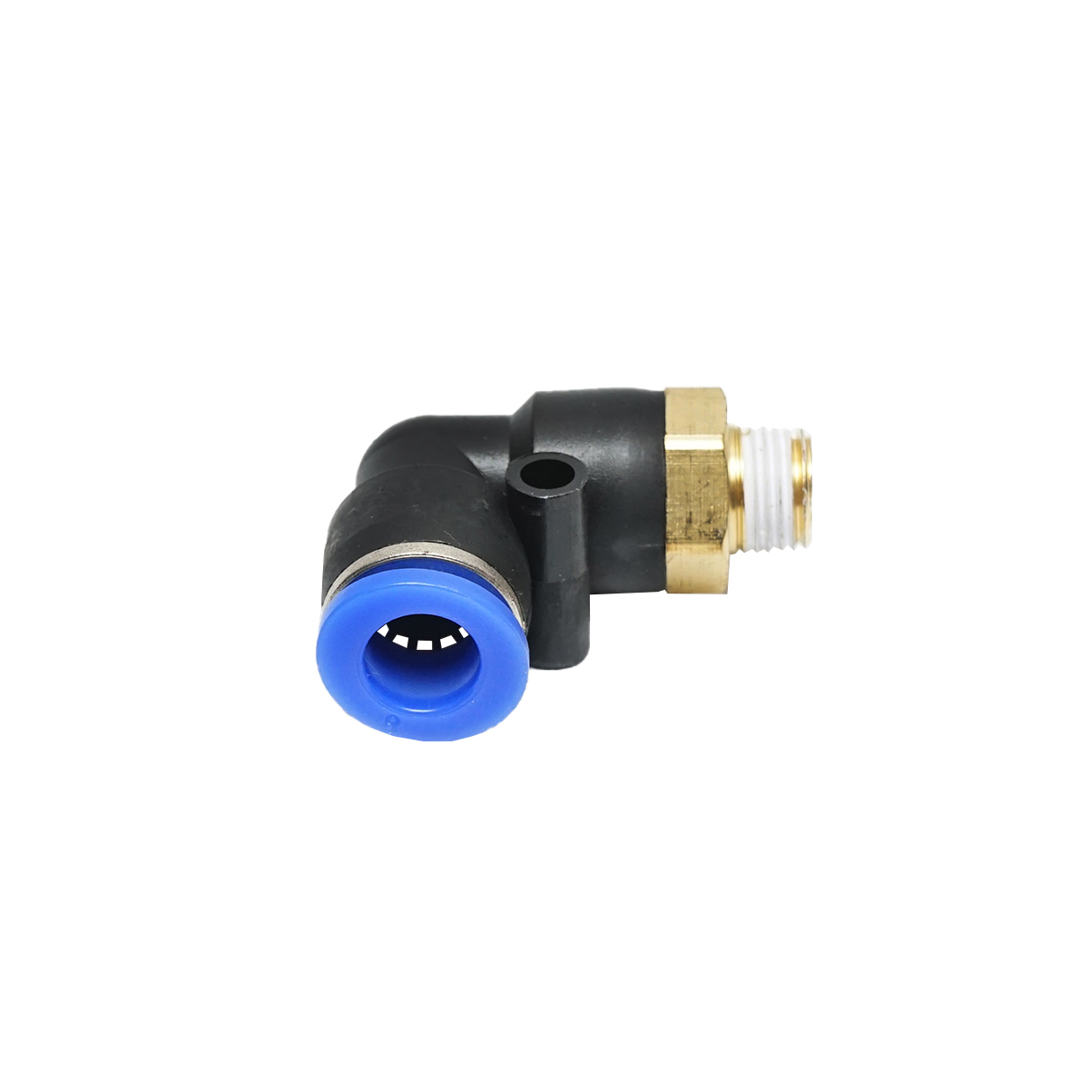 Mufa reductie rapida cotita din plastic pentru furtun fi 8mm si filet metalic 1/8