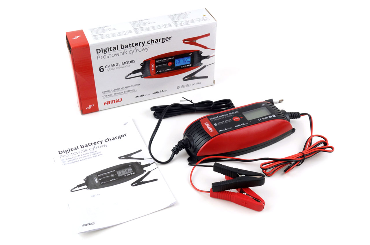 Incarcator digital pentru baterii auto, 2A/4A, 6V/12V, AmiO