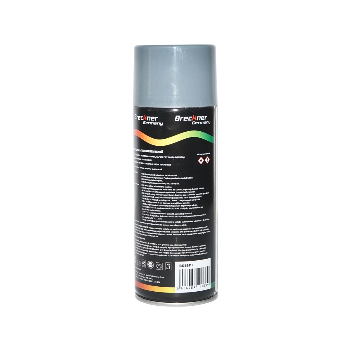 Spray vopsea acrilic termorezistent la 400 grade, gri, 450ml, Breckner Germany