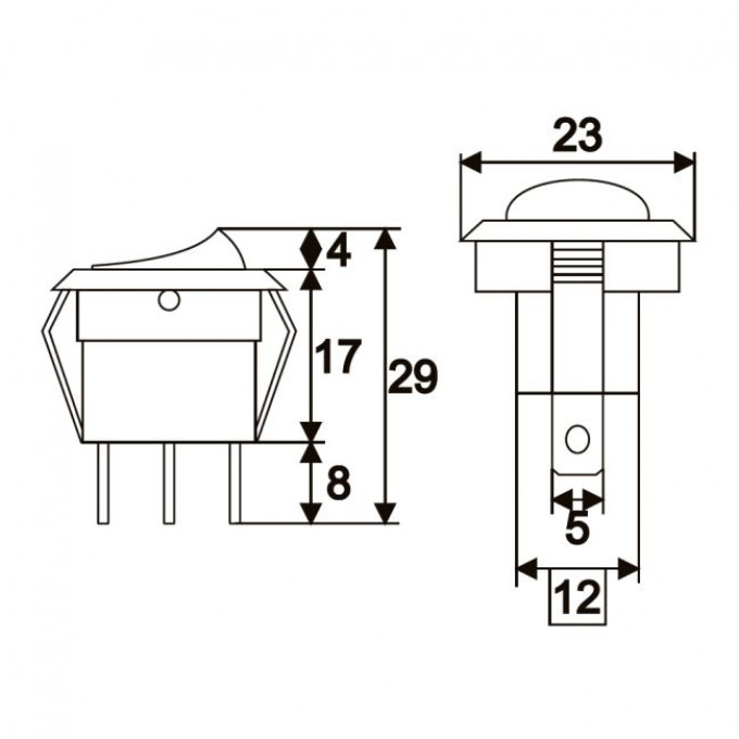 Interupator basculant 1 circuit 16A-12VDC OFF-ON, cu LED albastru