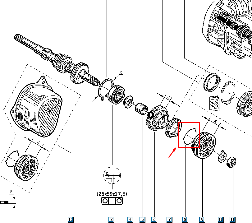 Arc sincronizator viteza 5, Renault Clio II, Original 7700656205