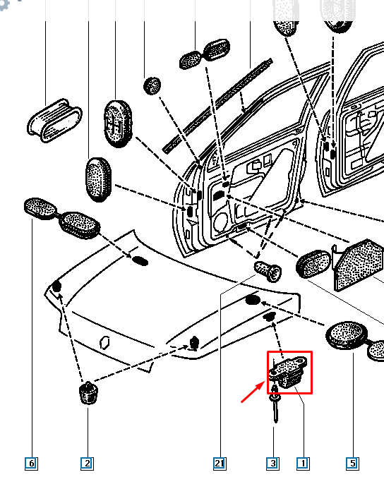 Tampon limitator, Renault, Clio I, Clio II, Original 7700797912