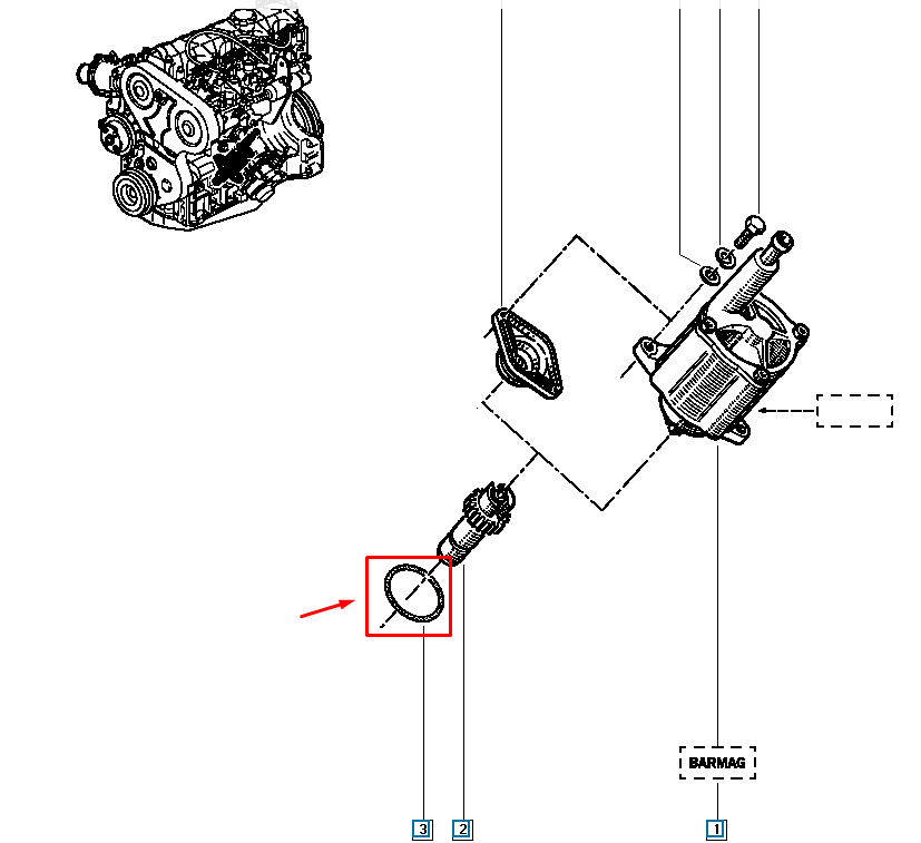 Garnitura, distributie, pompa de frana, Renault R21 Savanna, K48O, Original 7703065067