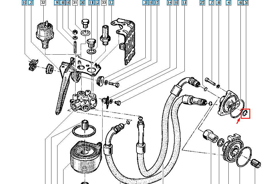 Garnitura pentru filtru de ulei, Renault R21, B480, Original 7703065091