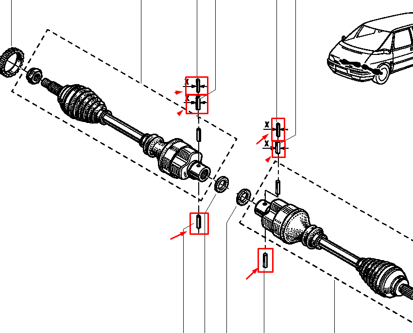 Stift planetara, Renault Espace II, Spider, Scenic I, R21, Original 7703067141