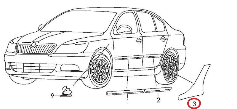 Folie protectie aripa dreapta, spate, Skoda Octavia, Original 1Z0807906E