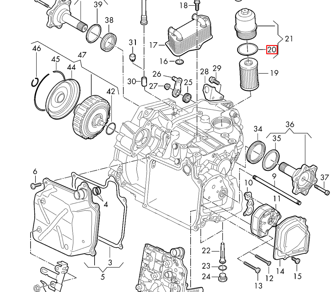 Garnitura filtru cutie viteze automata Audi A3 (8V), Q2 (GAB), Q3 (F3); Cupra Fermento, Leon (KL1); Seat Leon 3 (5F), Leon (5F); Skoda Octavia 3 (5E), Superb 3 (3V); VW Golf 7 (5G), Passat B8 (3G), Touran 2 (5T), Original, N91084501