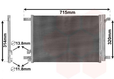 Condensator Climatizare, radiator clima Audi A3, Q2, Seat Arona, Ateca, Leon; Tarraco, Skoda Kamiq, Karoq, Kodiaq, Octavia, 2012-; Superb, 2015-, Vw Arteon, Golf Vii, Passat (B8), 2014-; Tiguan, 2016-; Touran, 2015-, 2.0 TDI, Van Wezel, 5QM816411B