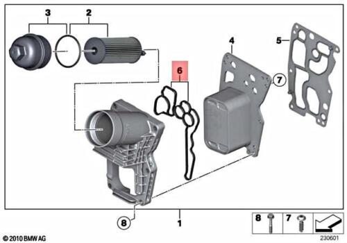 Garnitura radiator ulei motor, termoflot BMW Seria 1 (F20), Seria 3 (E90, E91), Seria 5 (F07, F10, F11), Seria 6 (F12), X1 (E84); Toyota Avensis 3 (T27), Auris (E18), Verso (AR20); Mini Cabrio (R57), Coupe (R58), 2.0, 3.0, Original, 11428580682