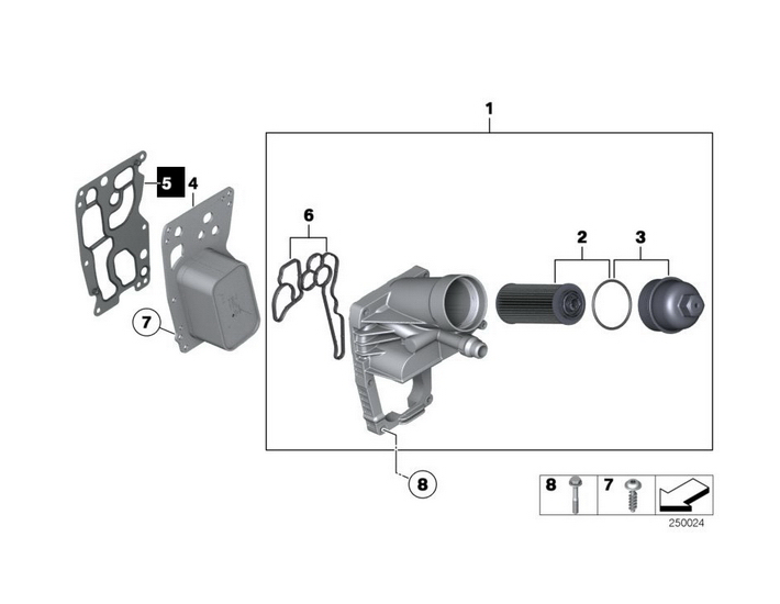 Garnitura radiator ulei motor, termoflot BMW Seria 1 (F20), Seria 3 (E90, E91), Seria 5 (F07, F10, F11), Seria 6 (F12), X1 (E84); Toyota Avensis 3 (T27), Auris (E18), Verso (AR20); Mini Cabrio (R57), Coupe (R58), 2.0, 3.0, Original, 11428516396