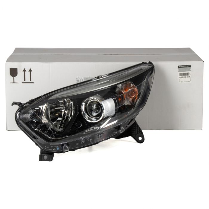 Far Renault Captur -04.2017 Non Facelift, H1+H1, halogen, ajustare electrica, cu motoras, rama argintie, partea stanga, Original, 260603859R