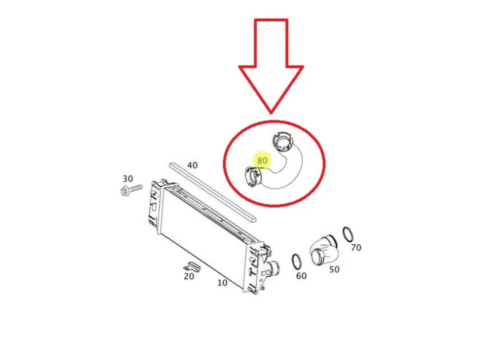 Furtun aer supraalimentare Mercedes Sprinter 3T (W906) 06.2006-, Sprinter 3.5T (W906) 03.2009-, Sprinter 5T (W906) 06.2006-, Sprinter 4.6T (W906) 03.2009-, 2.2, Original, A9065285082