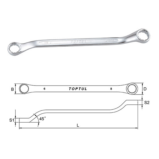 Cheie inelara cotita 45 grade in inch 5/16x3/8