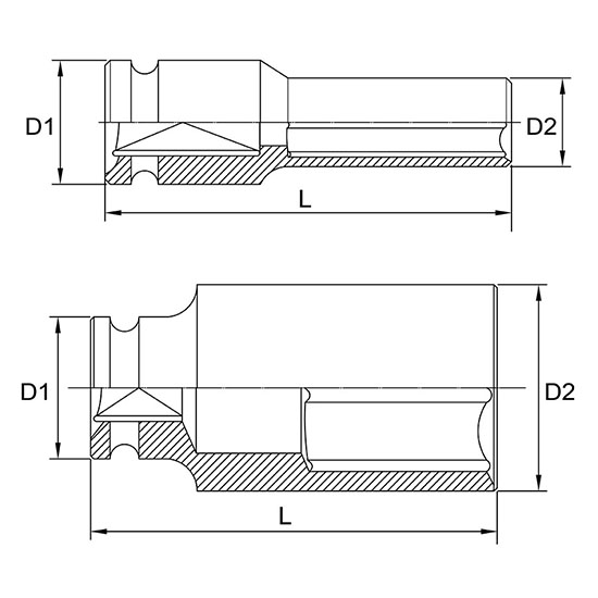 Cap cheie impact adanca 3/4 27mm