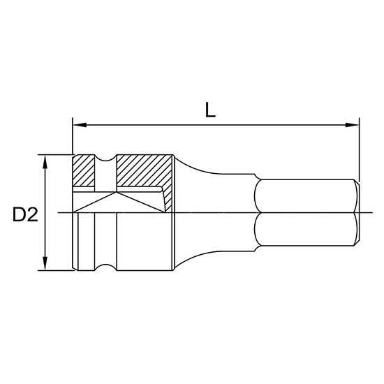 Bit hex. de impact 1/2 17 mm