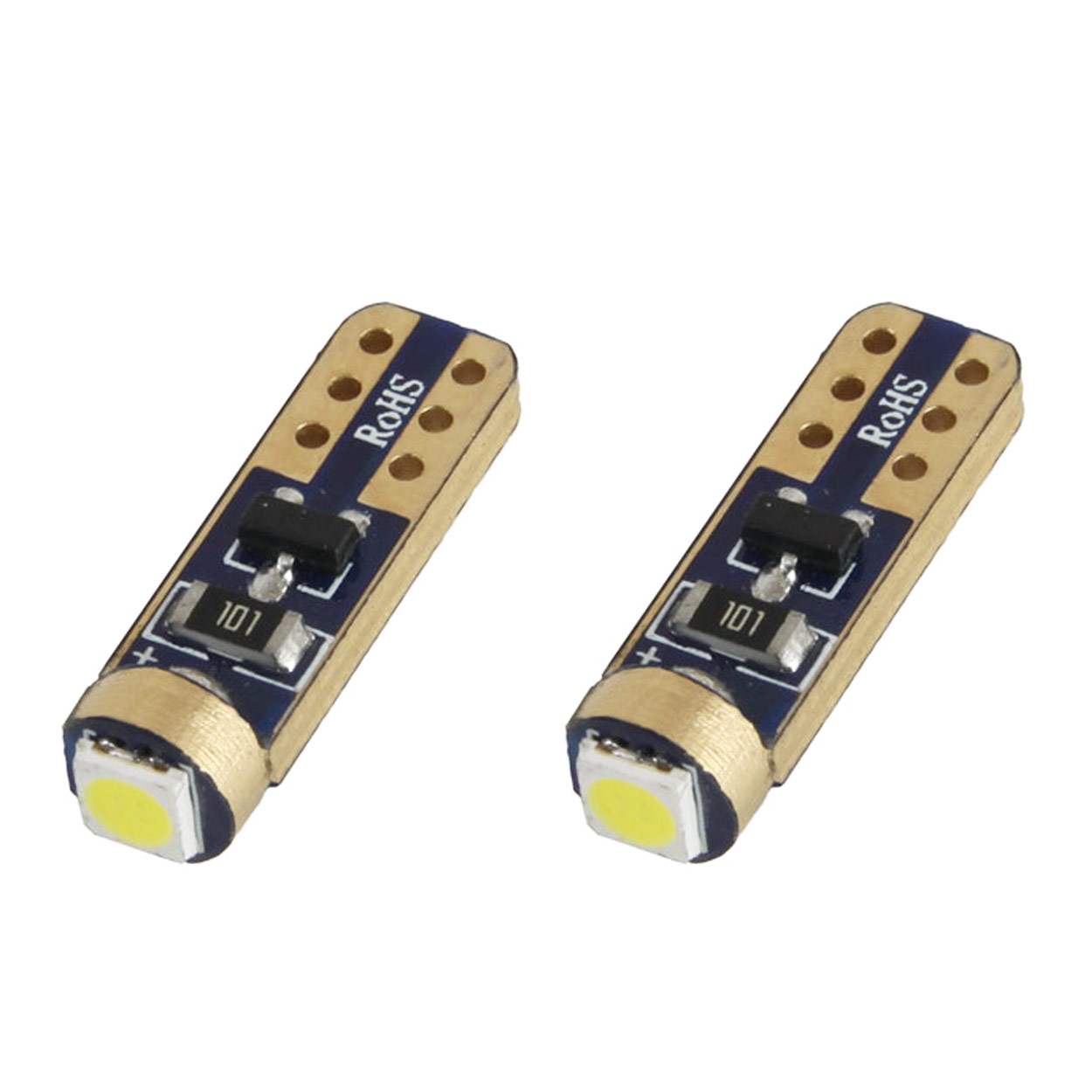 Set 2 becuri auto Amio 12V T5 W2x4.6d cu 1 led SMD 3030, alb