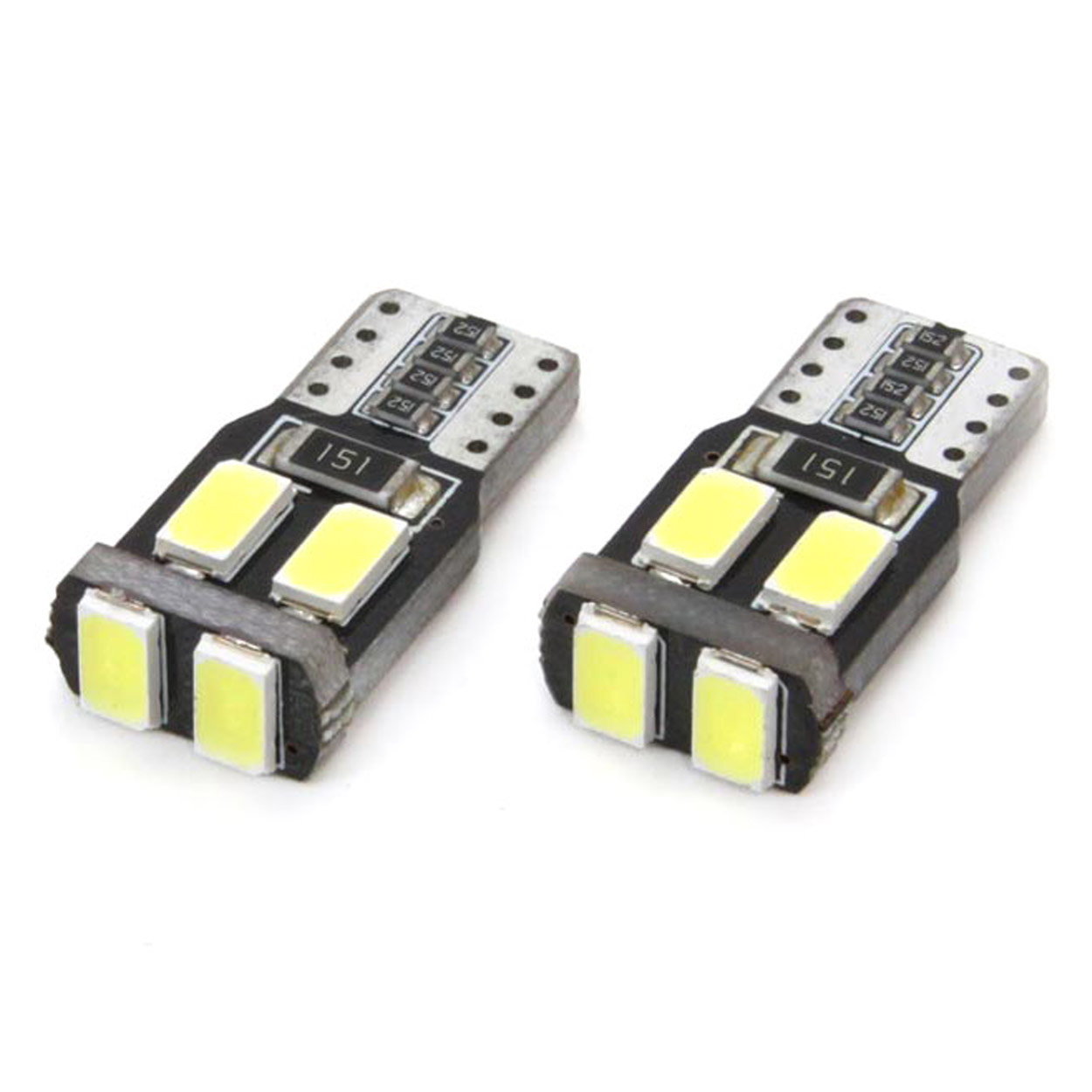 Bec de pozitie tip LED T10 W2.1x9.5 W5W, 12V, 6 LED SMD 5730, culoare alb, AMIO, set 2 buc