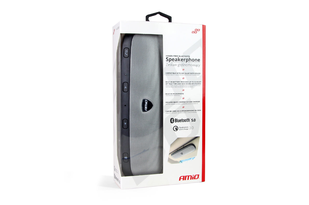 Car kit handsfree AMIO cu bluetooth QC 3.0 USB , difuzor 2 x 1W, HFB-01