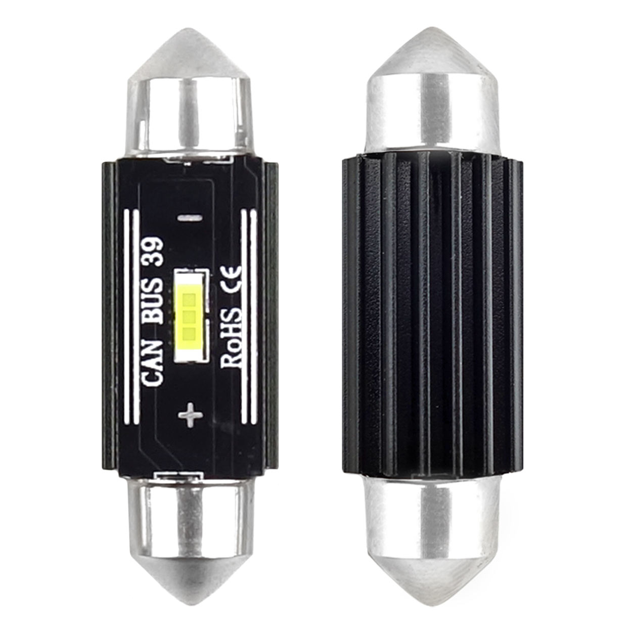 Set 2 becuri auto Amio LED UltraBright, C5W SV8.5-8, 1 SMD 1860, 2.9W, 39mm, Canbus, 12-24V, leduri alb sofit Festoon